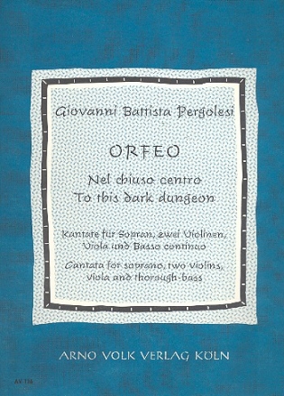 Orfeo Kantate für Sopran, 2 Violinen, Viola und Bc Partitur (it/dt/en)