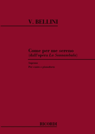 Come per me sereno per soprano e pianoforte la sonnambula