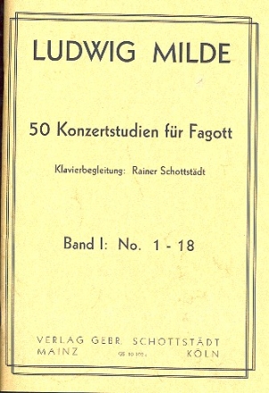 50 Konzertstudien Band 1 (Nr.1-18) fr Fagott mit Klavierbegleitung