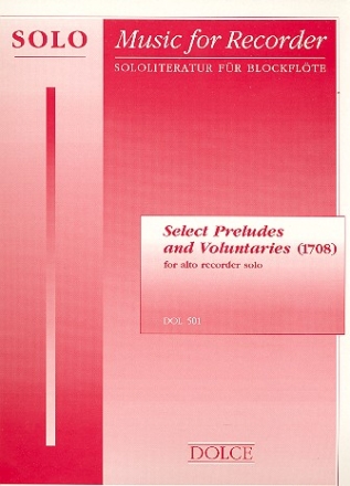 Selected Preludes and Voluntaries for alto recorder solo