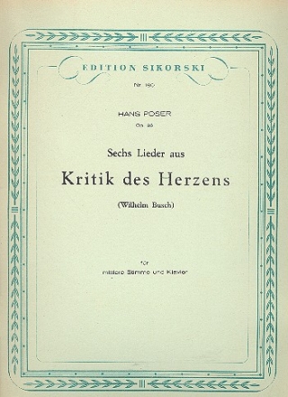 6 Lieder op.26 aus Kritik des Herzens fr mittlere Singstimme und Klavier