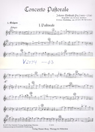 Concerto pastorale fr Blockflte (Flten) und Streicher Streicherstimmen (3-3-1--2-3)
