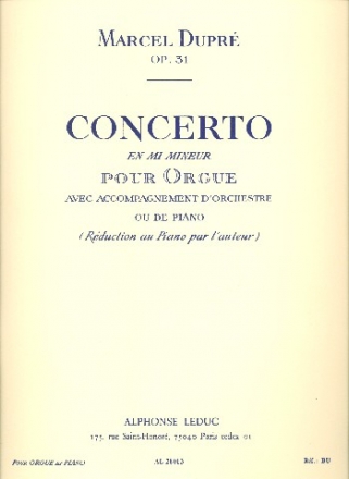 Concerto mi mineur pour orgue et orchestre pour orgue et piano