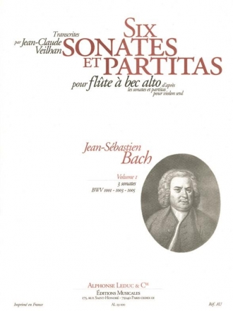 6 sonates et partitas vol.1 pour flte a bec alto seule