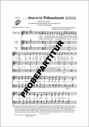 Denn es ist Weihnachtszeit f�r gem Chor und Klavier (dt/en) Singpartitur