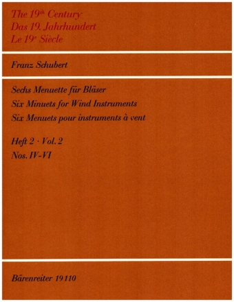 6 Menuette Band 2 (nos.4-6) fr Blser (Fl, Ob, 2 Klar, 2 Hrner, 2 Fagotte, Klavier ad lib.) Partitur