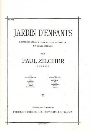 Jardin d'enfants op.190 vol.1 (nos.1-6) pour jeunes pianistes