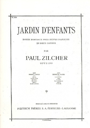 Jardin d'enfants op.190 vol.2 (nos.7-12) pour jeunes pianistes