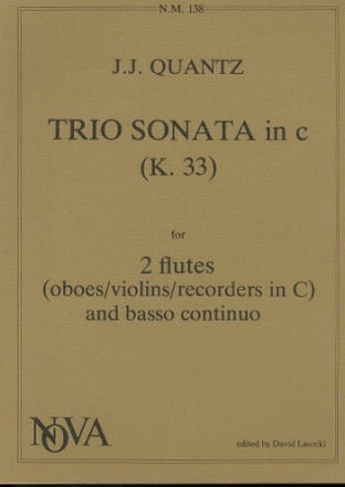 Trio Sonata c minor k33 for 2 flutes (oboes, violins, recoeders) and bc