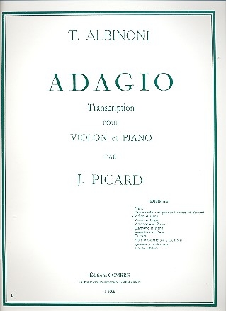 Adagio sol mineur pour violon et piano