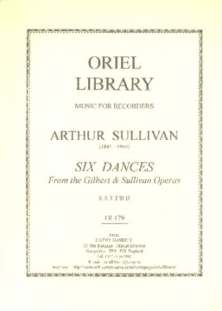 Six Dances From the Gilbert and Sullivan Operas  for 5 recorders (SATT(B)B) score and parts