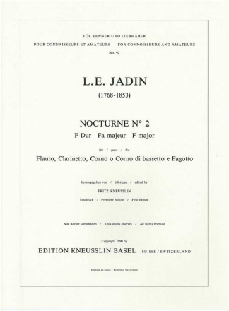 Nocturne F-Dur Nr.2 fr Flte, Klarinette, Horn (Bassetthorn) und Fagott Stimmen