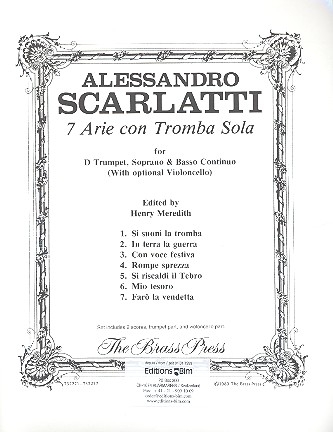 7 arie con tromba sola fr Trompete in D, Sopran und Bc Stimmen