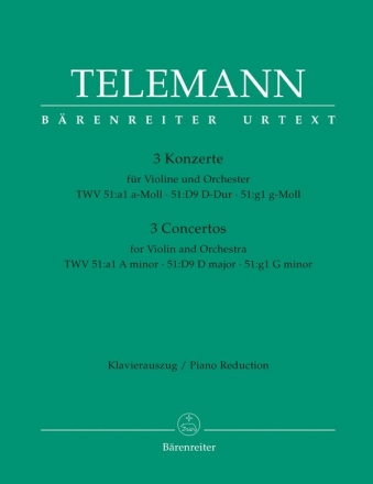 3 Konzerte a-Moll, D-Dur, g-Moll fr Violine und Orchester  fr Violine und Klavier