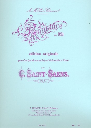 Romance mi majeur op.67 pour cor en mi ou fa (violoncelle) et piano