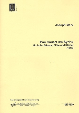 Pan trauert um Syrinx Mythologische Szene fr hohe Singstimme mit Flte und Klavier