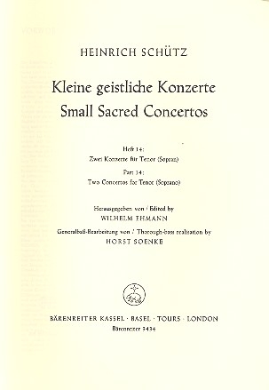 Kleine geistliche Konzerte Band 14 2 Konzerte fr Tenor (Sopran) (la)