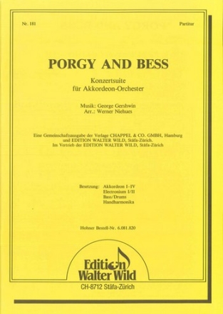 PORGY AND BESS KONZERTSUITE FUER AKKORDEON-ORCHESTER     PARTITUR NIEHUES, W., BEARB.