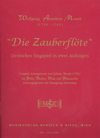 Die Zauberflte fr Flte, Violine, Viola und Violoncello,  Stimmen