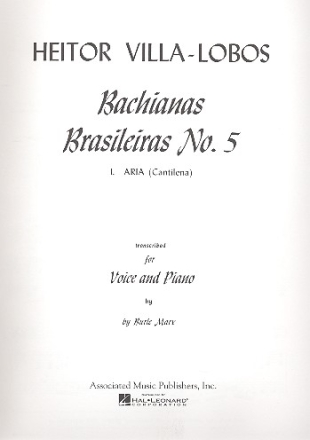 Aria for soprano and piano  (en/sp) Bachianas brasileiras no.5 Marx, Burle, arr.