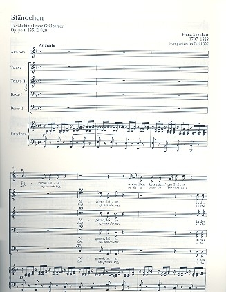 Stndchen oppost.135 D920  fr Alt (Bariton) solo, Mnnerchor und Klavier Partitur (dt/en)