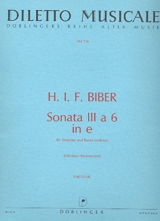 SONATA A 6 E-MOLL NR.3 FUER STREICHER UND B.C.         PARTITUR HARNONCOURT, N., ED.