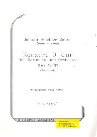Konzert D-Dur MWV6/37 fr Klarinette und Orchester Klarinette in D solo