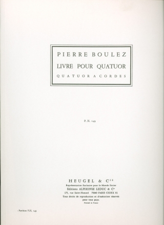 Livre pour quatuor pour quatuor  cordes partition