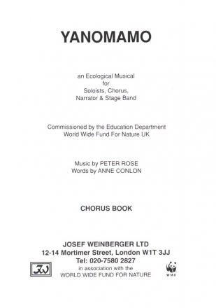 Yanomamo for soloists, mix chorus, narrator and stage band chorus score