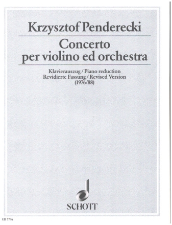 Concerto fr Violine und Orchester Klavierauszug mit Solostimme