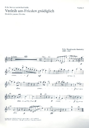 Verleih uns Frieden gndiglich Choralkantate fr Chor und Orchester Violine 1