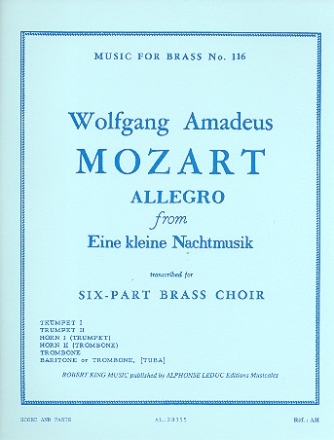 Allegro from Eine kleine Nachtmusik for 6-part brass chorus score and parts