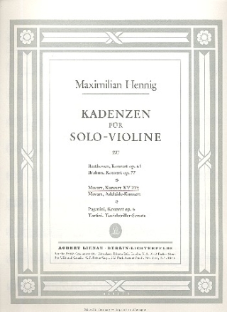 Kadenzen zum Violinkonzert A-Dur KV219
