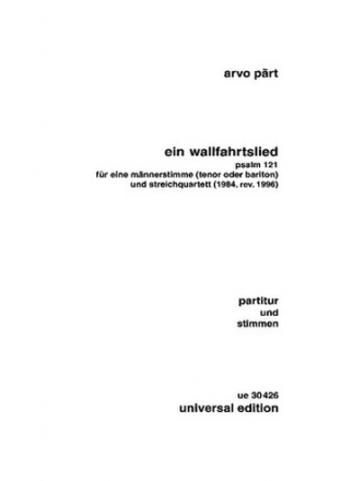 Ein Wallfahrtslied fr Tenor (Bariton) und Streichquartett Partitur und Stimmen