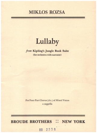 Lullaby from Kipling's Jungle Book Suite for mixed chorus a cappella score (en)