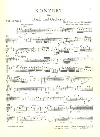 Konzert A-Dur fr Harfe und Orchester Violine 1
