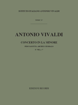 Konzert a-Moll F.VIII:7 für Fagott, Streicher und Bc Partitur