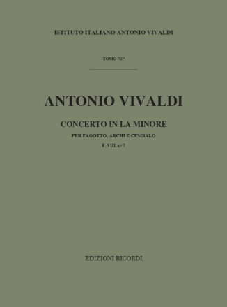 Konzert a-Moll F.VIII:7 fr Fagott, Streicher und Bc Partitur