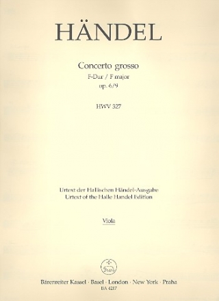 Concerto grosso F-Dur op.6,9 HWV327 fr Orchester Viola