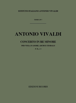 Concerto re minore F.II:3 per viola d'amore e archi partitura