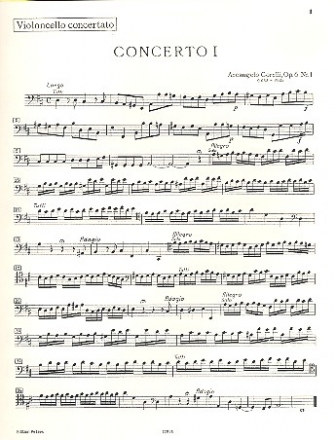 Concerto grosso D-Dur op.6,1 fr 2 Violinen, Violoncello, Streicher und Bc Violoncello solo