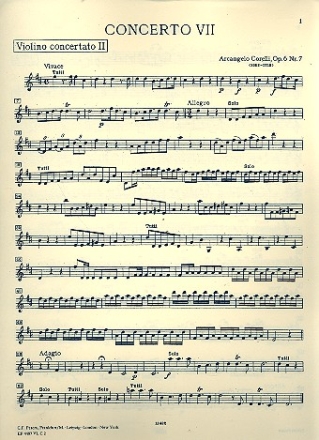 Concerto grosso B-Dur op.6,7 fr Streichorchester Violine 2 solo