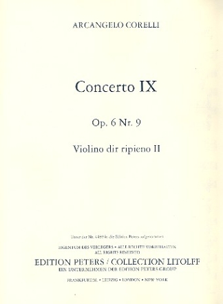 Concerto grosso F-Dur op.6,9 fr 2 Violinen, Violoncello, Streicher und Bc Violine 2