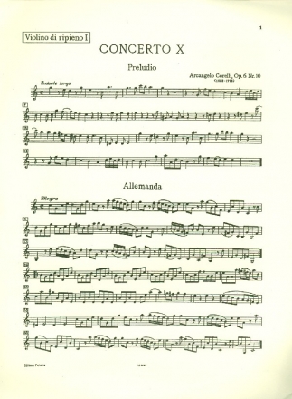 Concerto grosso C-Dur op.6,10 fr 2 Violinen, Violoncello und Orchester Violine 1