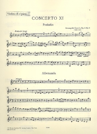 Concerto grosso B-Dur op.6,11 fr 2 Violinen, Violoncello und Orchester Violine 1