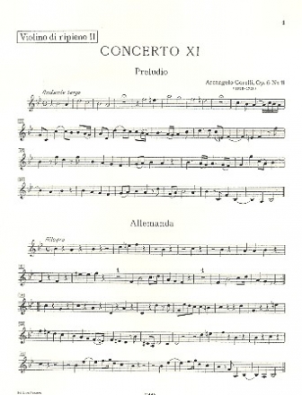 Concerto grosso B-Dur op.6,11 fr 2 Violinen, Violoncello und Orchester Violine 2