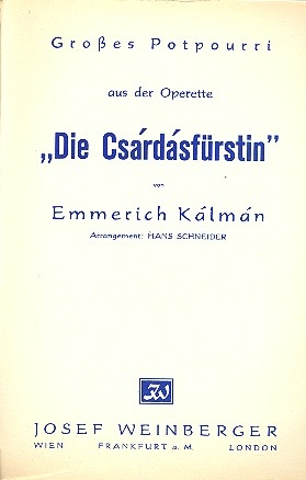 Die Csrdsfrstin fr Salonorchester Piano-Kondukteur und Stimmen