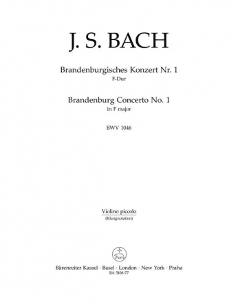 BRANDENBURGISCHES KONZERT F-DUR NR.1 BWV1046 FUER ORCHESTER VIOLINO (KLANGNOTATION)