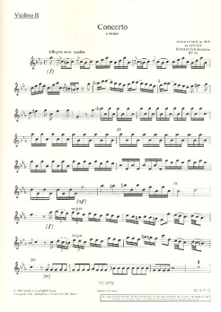 Konzert c-Moll R 441/P 440/F VI:11 fr Blockflte und Streichorchester Violine 2