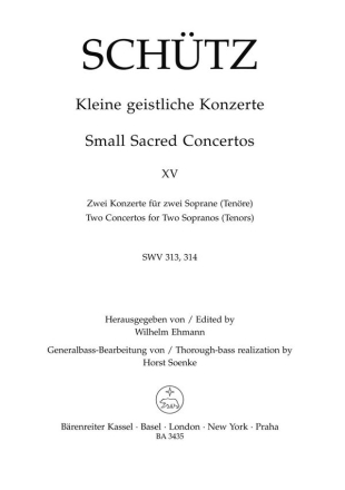 Kleine geistliche Konzert Bd.15 2 Konzerte fr 2 Soprane (Tenre) und Bc